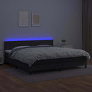 kontinentalseng med LED-lys 200x200 cm kunstlæder sort