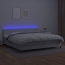 kontinentalseng med LED-lys 200x200 cm kunstlæder hvid