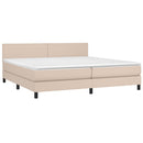 kontinentalseng LED-lys 200x200 cm kunstlæder cappuccinofarvet