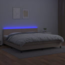 kontinentalseng LED-lys 200x200 cm kunstlæder cappuccinofarvet