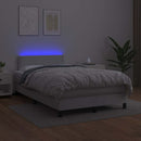 kontinentalseng med LED-lys 120x200 cm kunstlæder hvid