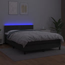 kontinentalseng med LED-lys 140x200 cm kunstlæder sort