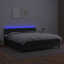 kontinentalseng med LED-lys 180x200 cm kunstlæder sort