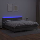kontinentalseng med LED-lys 180x200 cm kunstlæder grå
