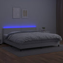 kontinentalseng med LED-lys 200x200 cm kunstlæder hvid