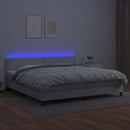 kontinentalseng med LED-lys 200x200 cm kunstlæder hvid