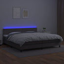 kontinentalseng med LED-lys 200x200 cm kunstlæder grå