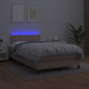 kontinentalseng med LED-lys 120x200 cm kunstlæder cappuccino
