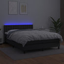 kontinentalseng med LED-lys 140x190 cm kunstlæder sort