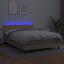 kontinentalseng LED-lys 140x190 cm kunstlæder cappuccinofarvet