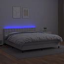 kontinentalseng med LED-lys 160x200 cm kunstlæder hvid