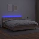 kontinentalseng LED-lys 160x200 cm kunstlæder cappuccinofarvet