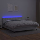 kontinentalseng med LED-lys 180x200 cm kunstlæder hvid