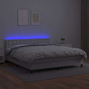 kontinentalseng med LED-lys 180x200 cm kunstlæder hvid