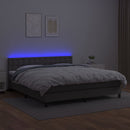 kontinentalseng med LED-lys 180x200 cm kunstlæder grå
