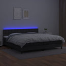 kontinentalseng med LED-lys 200x200 cm kunstlæder sort