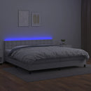 kontinentalseng med LED-lys 200x200 cm kunstlæder hvid