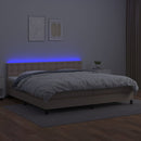 kontinentalseng LED-lys 200x200 cm kunstlæder cappuccinofarvet