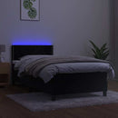 kontinentalseng med madras og LED-lys 100x200 cm fløjl sort