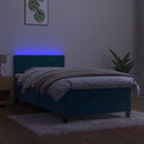 kontinentalseng med madras og LED-lys 80x200 cm velour mørkeblå