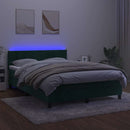 kontinentalseng med madras og LED-lys 140x190 cm fløjl mørkegrøn