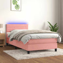 kontinentalseng med madras og LED-lys 80x200 cm velour pink