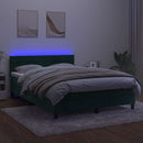 kontinentalseng med madras og LED-lys 140x190 cm fløjl mørkegrøn