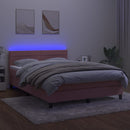kontinentalseng med madras og LED-lys 140x190 cm fløjl lyserød