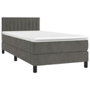 kontinentalseng med madras og LED-lys 80x200 cm velour mørkegrå