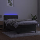 kontinentalseng med madras og LED-lys 80x200 cm velour mørkegrå
