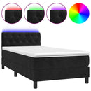 kontinentalseng med madras og LED-lys 80x200 cm velour sort
