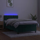 kontinentalseng med madras og LED-lys 80x200 cm velour mørkegrøn