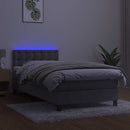 kontinentalseng med madras og LED-lys 80x200 cm velour lysegrå
