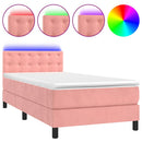 kontinentalseng med madras og LED-lys 80x200 cm velour pink