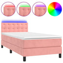 kontinentalseng med madras og LED-lys 80x200 cm velour pink
