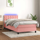 kontinentalseng med madras og LED-lys 80x200 cm velour pink