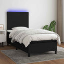 kontinentalseng med LED-lys 90x190 cm stof sort