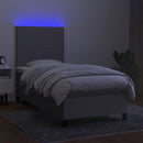 kontinentalseng med LED-lys 100x200 cm stof lysegrå