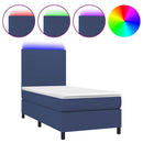 kontinentalseng med LED-lys 100x200 cm stof blå
