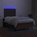 kontinentalseng med LED-lys 120x200 cm stof mørkebrun