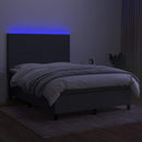 kontinentalseng med LED-lys 140x190 cm stof mørkegrå