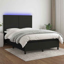 kontinentalseng med LED-lys 140x190 cm stof sort