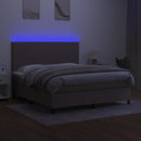 kontinentalseng med LED-lys 160x200 cm stof gråbrun
