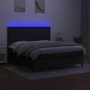 kontinentalseng med LED-lys 180x200 cm stof sort