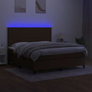 kontinentalseng med LED-lys 180x200 cm stof mørkebrun
