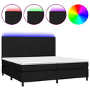 kontinentalseng med LED-lys 200x200 cm stof sort