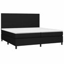 kontinentalseng med LED-lys 200x200 cm stof sort