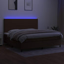 kontinentalseng med LED-lys 200x200 cm stof mørkebrun