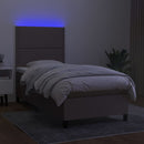 kontinentalseng med LED-lys 100x200 cm stof gråbrun