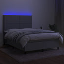 kontinentalseng med LED-lys 140x190 cm stof lysegrå